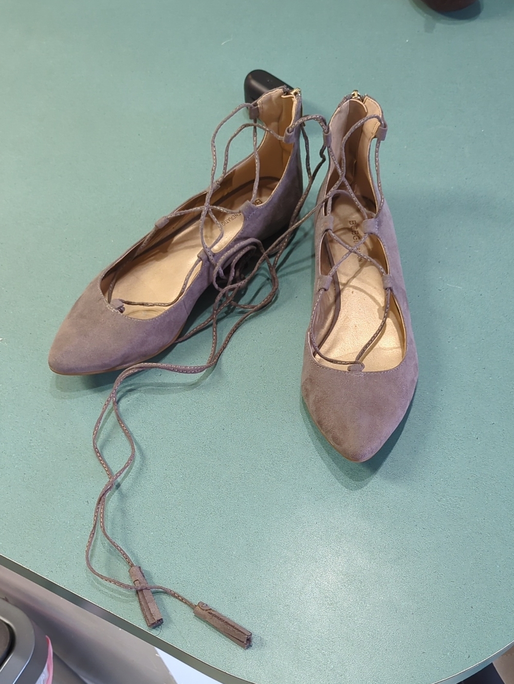 BCBGeneration Lace-Up Pointed Ballet Flats in Mauve